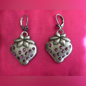 Vintage Betsey Johnson, strawberry locket earrings